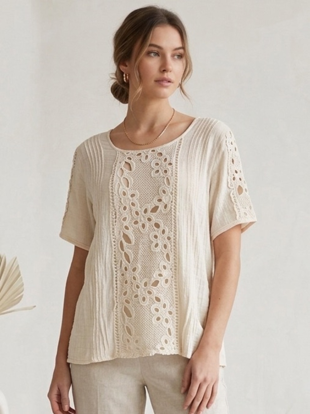 Elegant Cream Lace Women's Top